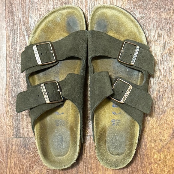 Birkenstock Arizona Soft Footbed Leather Sandals Mocha Suede Brown Size 40 - Picture 2 of 8